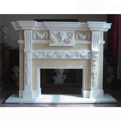 China Custom Hot sale factory direct supply natural stone fireplace mantel white marble fireplace surround For Sale for sale