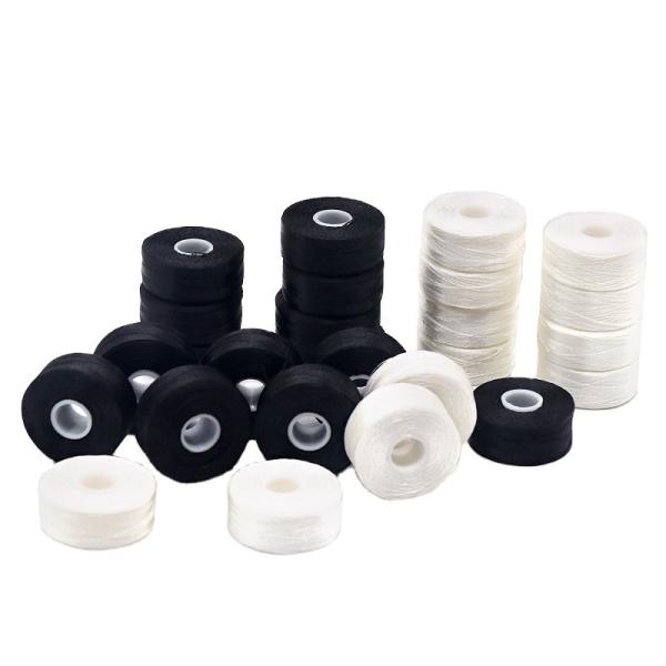 Quality 75d/2 Dyed Polyester Embroidery Thread Pre Wound Plastic Side Bobbins for for sale