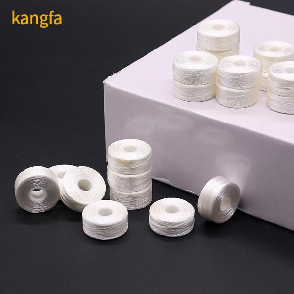 Quality 75d/2 Dyed Polyester Embroidery Thread Pre Wound Plastic Side Bobbins for for sale