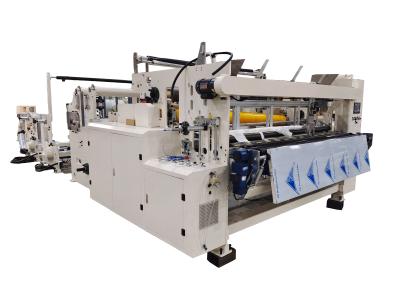 China 14kw Toilet Tissue Paper Making Machine With Single Log Saw And Shrink Wrapping Machine for sale