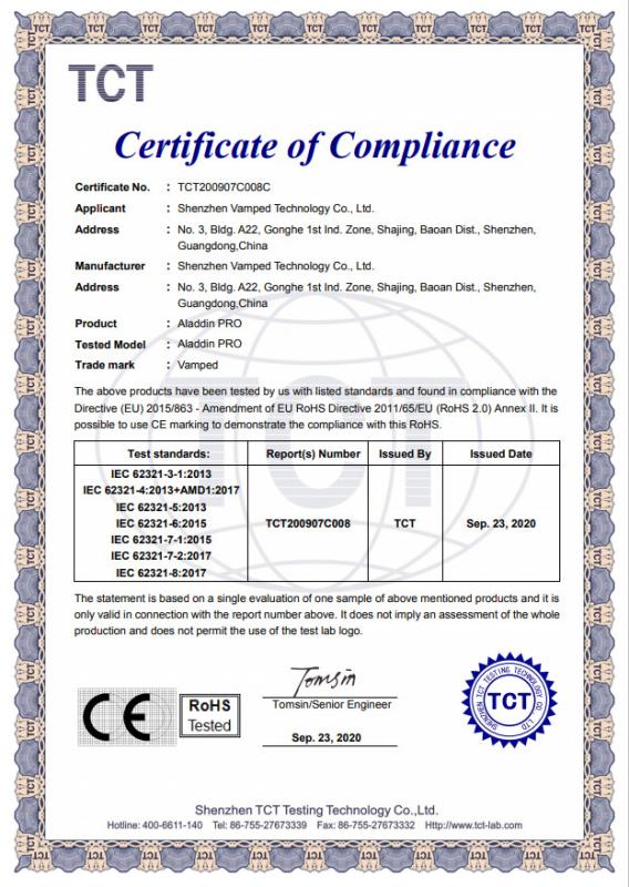 RoHS - Shenzhen Vamped Technology Co., Ltd.