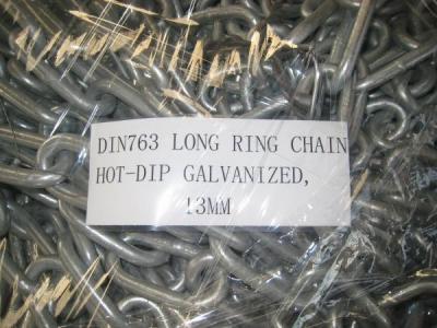 China DIN 763 long ring chain hot dip galvanized 13mm for sale