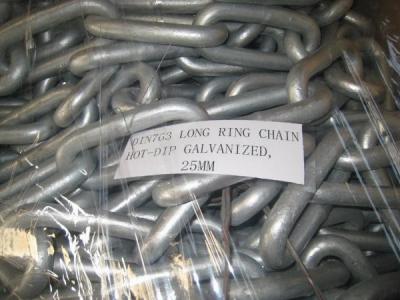 China DIN 763 long ring chain hot dip galvanized 25mm for sale