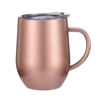 Quality 12oz Double Wall Stainless Steel Vacuum Flask Eggshell Coffee Tumbler for sale
