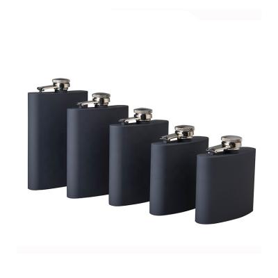 China Portable Stainless Steel Wine Cup 6oz 7oz 8oz Black Powder Coating Hip Flask for sale
