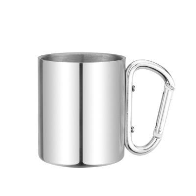 China 220ml - 400ml Double Wall Stainless Steel Coffee Mug With Carabiner Handle for sale