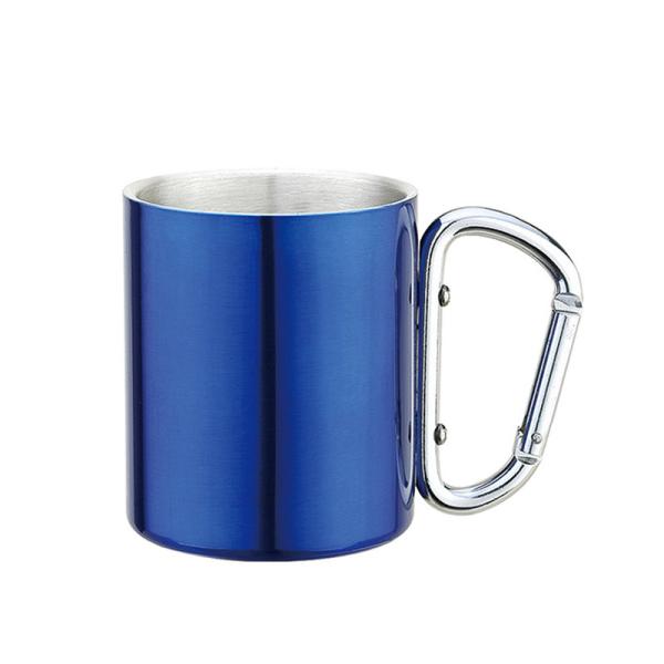 Quality 220ml - 400ml Double Wall Stainless Steel Coffee Mug With Carabiner Handle for sale