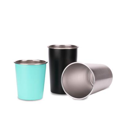 China Unbreakable Powder Coated Single Wall Stainless Steel Water Bottle Metal Pint Mug for sale