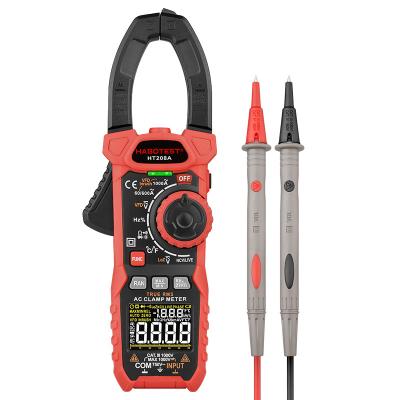 China HT208A Digital Clamp Meter 6000counts Habotest 1000V Ohm Hz Temperature NCV, VFD , DUTY test pinza amper Inrush DCA zero for sale
