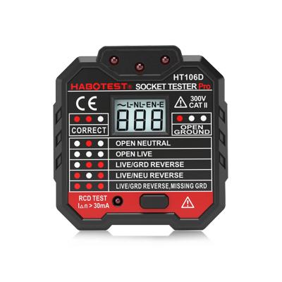 China Black CATII 300 Wall Polarity 90 Voltage RCD Socket Tester for sale