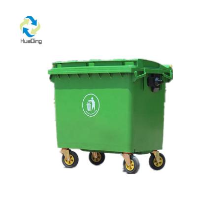 China Recipiente para residuos industrial grande inútil verde del compartimiento de basura 660L en venta