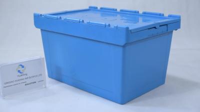 China Heavy Duty Plastic Moving Boxes Attached  Industrial Folding Tote Box For Warehouse for sale