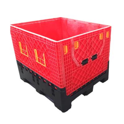 China Foldable Collapsible Plastic Bulk Container Heavy Duty Black Bottom for sale