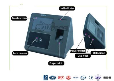China Biometrict Face Identification Access Control System IR Camara TCP IP 4.3 Inch Touch Screen for sale