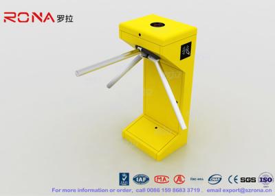 China Yellow Vertical Tripod Turnstile Gate Entrance 500mm Stretching Out Arm Length for sale
