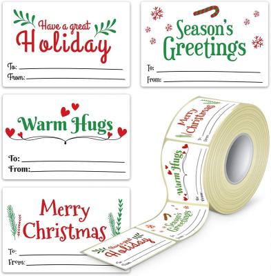 China Waterproof Handwritten Gift Sticker Wrapping Paper Christmas Tree Elk Label DIY Party Scrapbook Merry Christmas Holiday Paper Sticker for sale