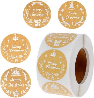 China Waterproof Xmas Gift Box Label Words Decorative Stickers Gold Xmas Wrapping Labels Merry Christmas Holiday Stickers for sale