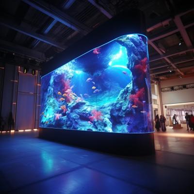 China P3.91 / P4 / P5 Curved Projector Screen LED Brightness 1500-5000cd/M2 for sale