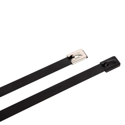 China SS304 Black Coated Stainless Steel Cable Tie 7.87 Inch 0.4mm Thickness for sale