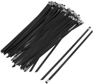 China SS304 Zip Cable Tie PVC Coated 9mmx300mm Ball Lock Uncoated Ties for sale