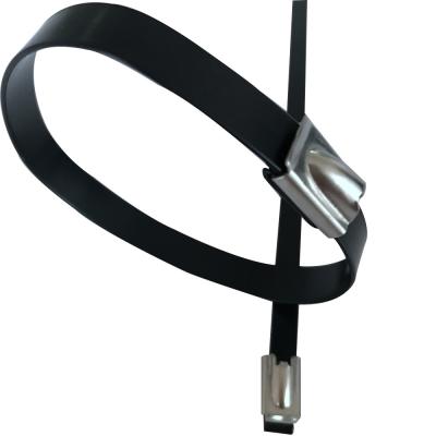 China Self Locking Stainless Steel Metal Cable Ties 11.8 Inch SS PVC Coated Cable Ties for sale