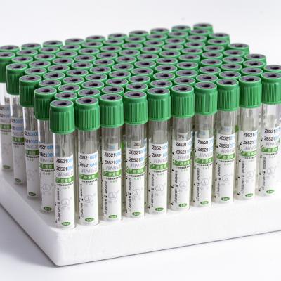China Medical Blood Collection Tube Pet / Glass Green Heparin Test Tube for sale