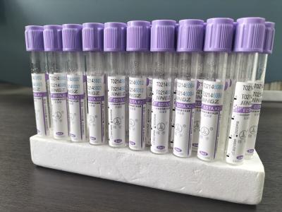 China Plastic And Glass 13*100mm Purple Cap Blood Test Tube With Press Cap Closure for sale