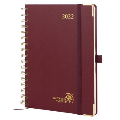 China 2023 Hardcover Spiral Weekly Planner 8.75'' X 6.63'' In Bordeaux for sale