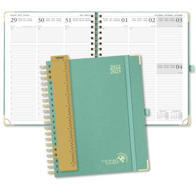 China Hardback Weekly Academic Planner 16 Month 2023 2023 In Green Cover for sale