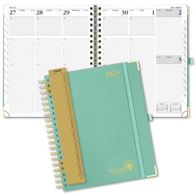 China Light Green Personalized Planner 2023 , Monthly Schedule Daily Weekly Planner for sale