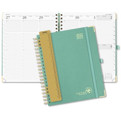 China Hardcover Spiral Custom Academic Planner 2023 Light Green Color for sale