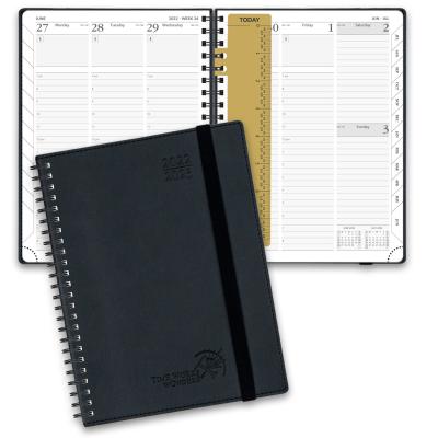 China Weekly Planner Medium Size 2023-2023 Black Spiral Softcover Planner With plastic Ruler for sale