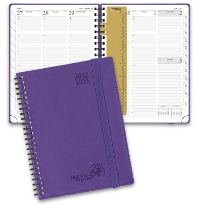 中国 一時間毎のスケジュールおよび月例タブを持つ週間学術の立案者の紫色の薄紙表紙の螺線形の立案者 販売のため