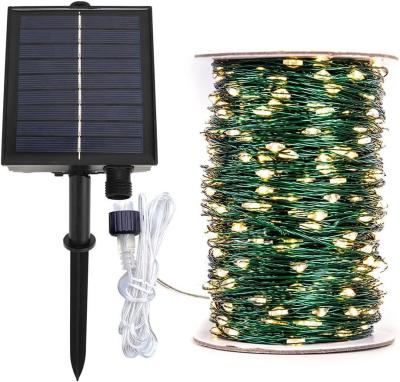 China UL588 IP65 Green Copper Wire Outdoor Solar Fairy Lights Porch Decoration for sale