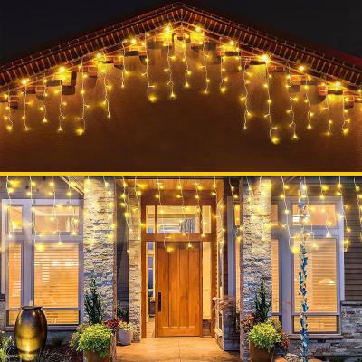 China 200pcs LED Solar Icicle String Lights Extendable Christmas Curtain String Lights for sale