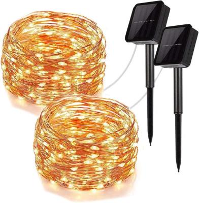 China Warm White Solar Copper String Lights 100LED Wire Outdoor String Lights For Wedding Decor for sale