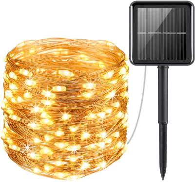 China Yellow Solar Powered Copper Wire Lights Garden 1000 MAH 20m Length for sale
