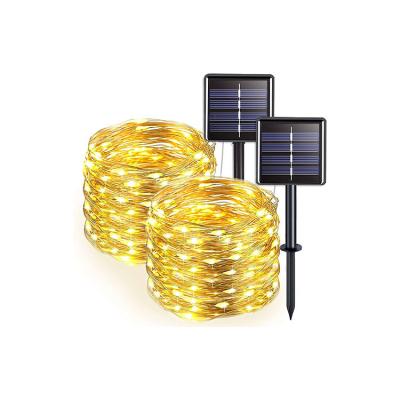 China Yellow Outdoor Solar Copper Wire Lights 30m Length IP65 300MAH for sale