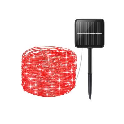 China Fairy 200 LED Solar Copper Wire Lights 2V 8 Modes 20m Red For Patio for sale