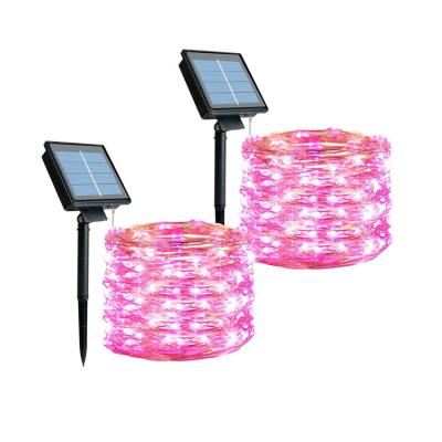 China Pink Fairy Solar Copper Wire Lights DC 5V 300 LED 8 Modes 30m Length for sale