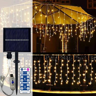 China 600 LM Waterproof Solar Powered String Lights 5V 500 Warm White Icicle Lights for sale