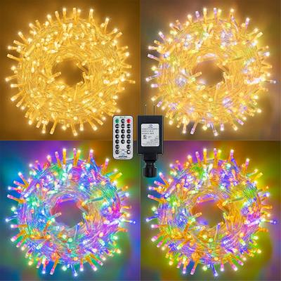 China Green Cable Christmas Lights 600 LED Columbus Day Garland Plug In Multi Colors for sale