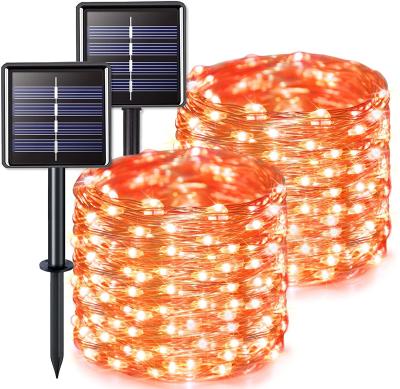 China 80m Solar Christmas String Lights 800 LED Party Christmas Fairy 8 Modes Orange for sale