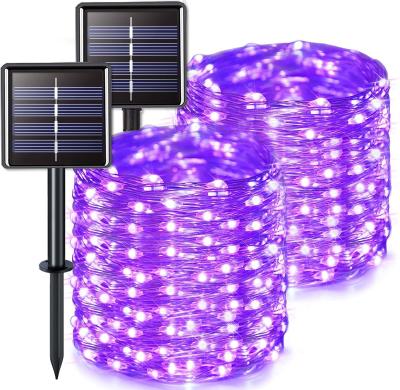 China Transparent Purple LED Christmas Tree Lights Fairy Solar Powered 80m PVC for sale