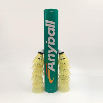 China Fibra Cork Plastic Badminton Shuttlecock de la PU color blanco amarillo de 12 paquetes en venta