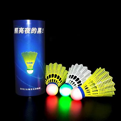 China Colorful Flashing Light LED Badminton Shuttlecock Nylon Leaf for sale