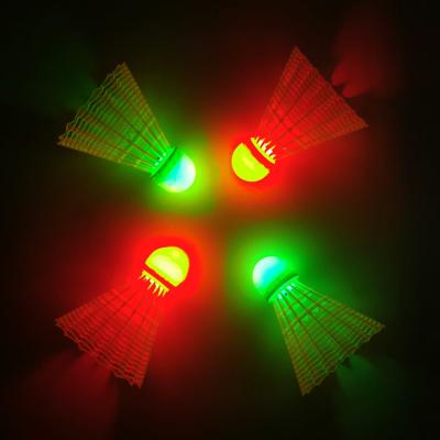 China Lighting Colorful LED Badminton Shuttlecock Nylon Plastic Leaf Foaming Cork for sale