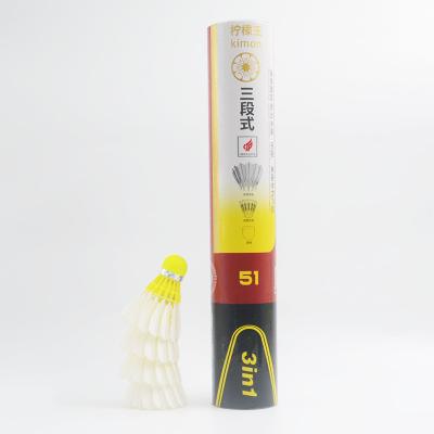 China Yellow Color Cork 3in1 Type Goose Feather Shuttlecocks Class A Training Level badminton ball for sale