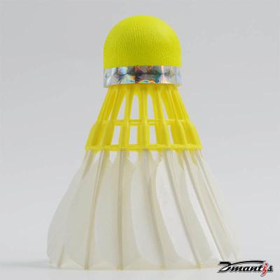 China High Quality Colorful Yellow Professional Badminton Shuttlecock Goose Feather Fluorescent Yellow Cork for sale