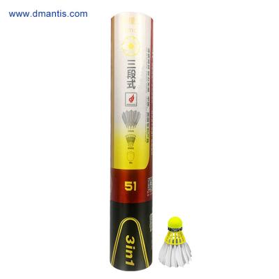 China Unique Badminton Shuttlecock Dazzling Yellow Cork Yellow Nylon Frame for sale